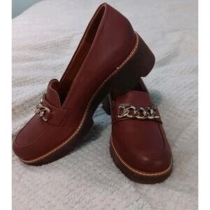 Naturalizer Women's  9M Desi Slip On Leather Loafer ‎ With Gold Chain Cappuccino